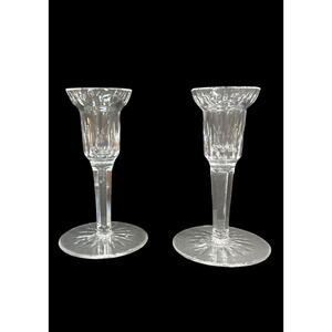 Vintage Pair Waterford Crystal Candle Holders Candlestick Carina Eileen Pattern